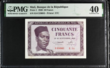 Mali 50 Francs 1960. PMG 40. Minor Repair