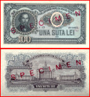 Romania 100 Lei 1952. Specimen