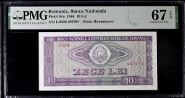 Romania 10 Lei 1966. PMG Super Gem UNC 67 EPQ