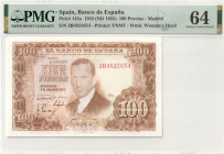 Spain 100 Pesetas 1953 (ND 1955). PMG Choice UNC 64