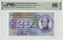 Switzerland 20 Franken 1972. PMG 66 EPQ