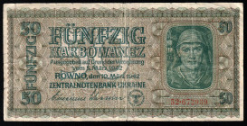 Ukraine Germany Occupation WWII 50 Karbovanez 1942
