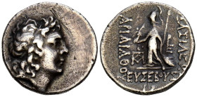 REINO DE CAPADOCIA, Ariarathes IX Eusebes Philpator. Dracma. (3,90g/18mm). 90-89 a.C. (Año 12). Eusebeia. (HGC 7, 844). Anv: Cabeza laureada de Ariara...