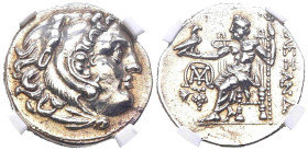JONIA, Chios. Dracma. (Ar. 4,14g/19mm). 290-275 a.C. A nombre de Alejandro III. (Price 2325). Anv: Cabeza de Heracles con piel de león a derecha. Rev:...