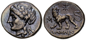 JONIA, Miletos. Dracma. (Ar. 3,56g/16mm). Siglo IV-Siglo III a.C. (SNG Copenhagen 957-966). Anv: Cabeza laureada de Apolo a derecha. Rev: Leon avanzan...