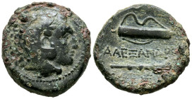 REYES DE MACEDONIA, Alejandro III el Grande. Ae20. (Ae. 5,57g/20mm). 336-323 a.C. Ceca incierta. (Price 266; HGC 3.1, 925a). Anv: Cabeza de Hércules c...