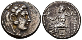 REYES DE MACEDONIA, Alejandro III el Grande. Dracma. (Ar. 4,03g/16mm). 336-323 a.C. Abydos. (Price 1551). Anv: Cabeza de Heracles a derecha con piel d...