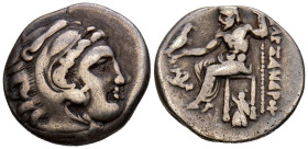 REYES DE MACEDONIA, Alejandro III el Grande. Dracma. (Ar. 4,14g/18mm). 336-323 a.C. Lampsakos. (Price 215). Anv: Cabeza de Herácles a la derecha, con ...