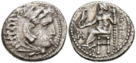 REYES DE MACEDONIA, Alejandro III el Grande. Dracma. (Ar. 3,82g/18mm). 325-323 a.C. Miletos. (Price 2090). Anv: Cabeza de Heracles con piel de león a ...