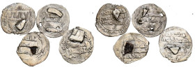 EMIRATO INDEPENDIENTE DE CÓRDOBA. Interesante conjunto formado por 4 dirhams con remaches/añadido de peso, correspondientes a los mandatos de Al-Hakam...