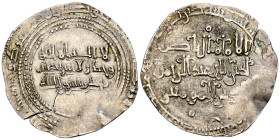 CALIFATO DE CORDOBA, Abd al-Rahman III. Dirham. (Ar. 2,68g/26mm). 318H. Sikkat al-Ándalus / سكة الاندلس. (Vives 356; Frochoso 318.15-17 var: IA: C3, I...