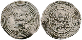 CALIFATO DE CÓRDOBA. 'Abd al-Rahman III. Dirham. (Ar. 3,12g/25mm). 333H. al-Ándalus / الاندلس. (Vives 404; Frochoso 333.11). Citando a Mohammad / محمد...