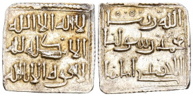 ALMOHADES, Anónimo a nombre de Al-Mahdi. Dirham. (Ar. 1,54g/15mm). S/D. (Álbum 496a; Hohertz 574). Escritura cúfica. EBC-. Restos de brillo original. ...