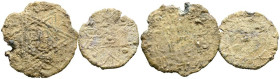 PERIDODO CALIFAL/TAIFAS. Interesante pareja de Amuletos monetiformes. (Pb. 6,14g/25mm y 2,17g/19mm). Posiblemente Siglo X-XII. (Amuletos Tipo B-I/III)...