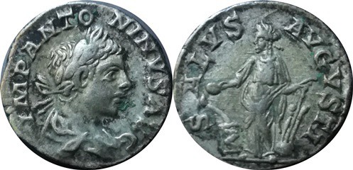 Elagabalus 218-222-AR Denár

Elagabalus 218-222-AR Denár
Rev: stojící Saluskr...