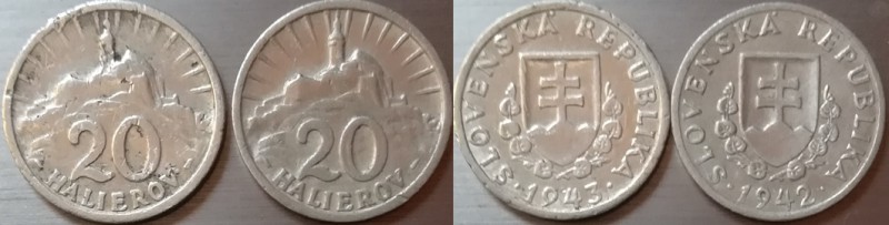 Slovenský štát 1939-1945 - Lot - 20 Haléř 1942 =R= a 1943

Slovenský štát 1939...