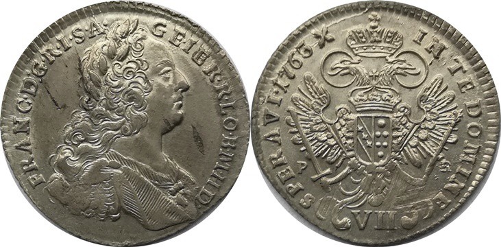 František I. Štěpán Lotrinský 1745-1765-VII krejcar - 1763

František I. Štěpá...
