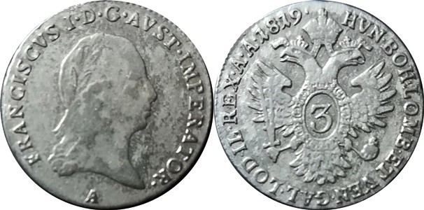 František II. 1792-1835-3 krejcar - 1819

František II. 1792-1835-3 krejcar - ...
