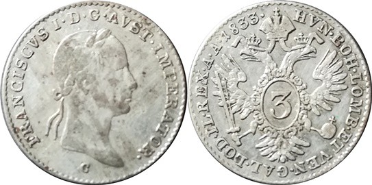 František II. 1792-1835-3 krejcar - 1833

František II. 1792-1835-3 krejcar - ...