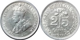 Ceylon - britská kolonie-Georg V.1910-1936, 25 cents 1917