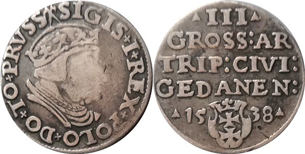 Polsko-Sigismund I. Stary 1506-1548, Trojak 1538

Polsko-Sigismund I. Stary 15...