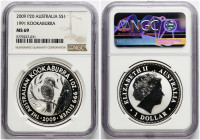 Australia 1 Dollar 2009 P20 Australian Kookaburra NGC MS 69