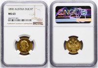 Austria Ducat 1890 NGC MS 63