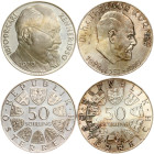 Austria 50 Schilling 1970 & 1973 Lot of 2 coins