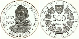 Austria 500 Schilling 1987 400th Anniversary - Birth of Salzburg's Archbishop von Raitenau