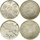 Belgium 500 Francs 1980 &  Netherlands 10 Gulden 1973 Lot of 2 Coins
