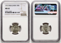 Bulgaria 50 Stotinki 1913 NGC MS 62