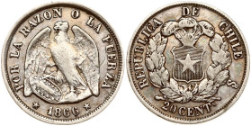 Chile 20 Centavos 1866 So
