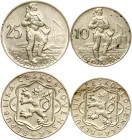 Czechoslovakia 10 & 25 Korun 1954 Slovak Uprising Lot of 2 coins