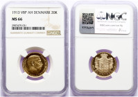 Denmark 20 Kroner 1913 VBP NGC MS 66