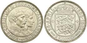 Denmark 2 Kroner 1923 HCN;GJ Silver wedding