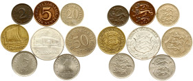 Estonia 5 Marka - 2 Krooni 1922-1993 Lot of 8 coins