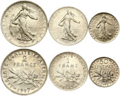 France 50 Centimes - 2 Francs 1914-1917 Lot of 3 coins