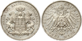 Germany Hamburg 3 Mark 1911 J