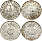 Germany 1 Mark 1914 J & 1915 E Lot of 2 coins
