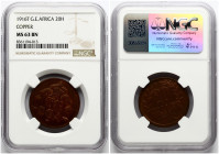 German East Africa 20 Heller 1916 T NGC MS 63 BN