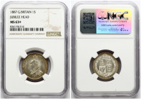 Great Britain Shilling 1887 NGC MS 63+