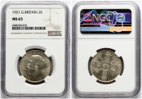 Great Britain Florin 1921 NGC MS 63