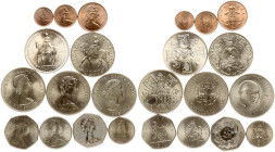 Great Britain 1/2 New Penny - 5 Shillings 1953-1977 Lot of 12 coins