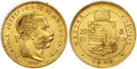 Hungary 20 Francs / 8 Forint 1871 GYF