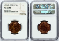 India British 1/4 Anna 1928 (B) NGC MS 65 RD
