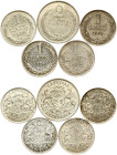 Latvia 1 Lats 1924 & 2 Lati 1925 Lot of 5 coins