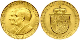Liechtenstein 25 Franken 1956 Franz Josef II and Princess Gina