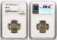 Lithuania 2 Litu 1925 NGC MS 62