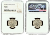 Lithuania 2 Litu 1925 NGC AU 55