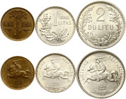 Lithuania 1 Centas - 2 Litu 1925 Lot of 3 coins